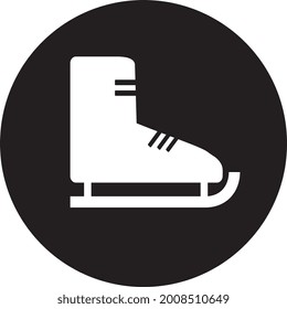 Skating shoe icon on black circle background