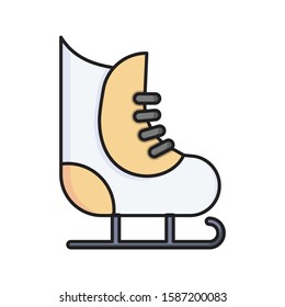 skating shoe vector flat color line icon 