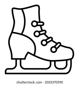 Skating Shoe Vector Outline Icon Isolated On White Background
