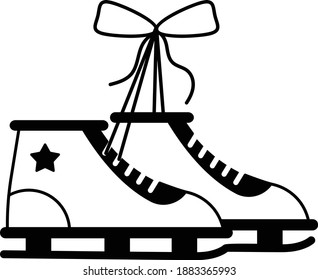 Skating Shoes Concept, Footwear Vector Icon Design, Merry Christmas Symbol on white background, New Year Celebration Sign,