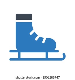 skating shoes glyph colour vector icon