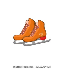 Skating Shoes Vector Illustration, Sports Club Item, Or Symbol. Healthy lifestyle object. Shoes Ice Skating Dance. Supper Healthy Lifestyle Object. White Background.