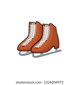 Skating Shoes Vector Illustration, Sports club item or symbol. Healthy lifestyle object. Shoes Ice Skating Dance. Supper Healthy Lifestyle Object. White Background.