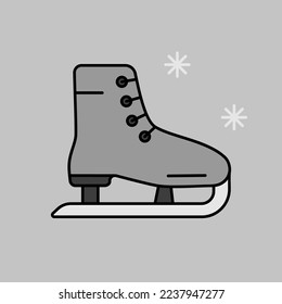 Skating shoes vector isolated grayscale icon. Winter sign. Graph symbol for travel and tourism web site and apps design, logo, app, UI