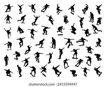 Skating silhouette vector art white background