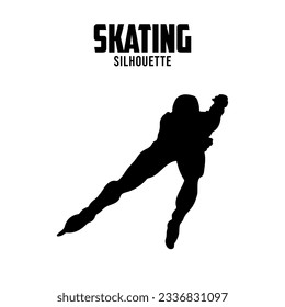 Skating Silhouette vector stock illustration, Skating player silhoutte