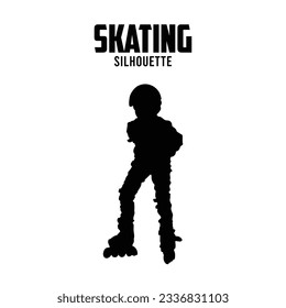 Skating Silhouette vector stock illustration, Skating player silhoutte