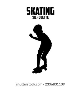 Ilustración de material vector de silueta de patinaje, Silhoutte de jugador de patinaje