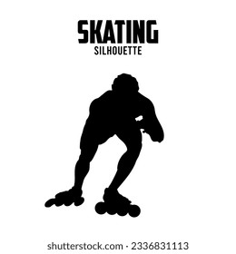 Skating Silhouette vector stock illustration, Skating player silhoutte