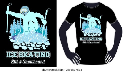 Skating snowboard ski and skateboarding t shirt design offering endless fun in winter sports. Feel the adrenaline rush while exploring snowy landscapes with stylish moves.