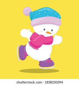 ilustración vectorial de diseño de snowman de patinaje