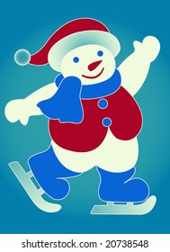 Skating snowman-santa