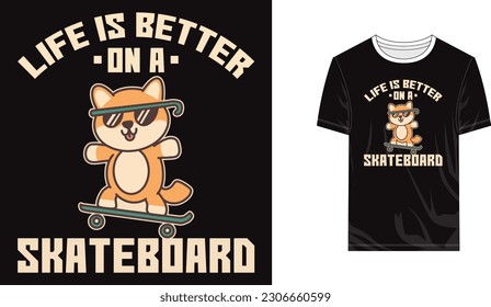 Skating t shirt design, Skate, Skateboard, vector, funny dog skating