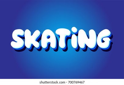 skating text 3d blue letters logo postcard banner concept vector creative company icon design template modern white