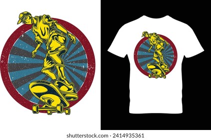 Skating t-shirt design, Skate, Skateboard, vector.Colorful and fashionable t-shirt design for men and women.