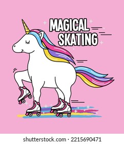 SKATING UNICORN ILLUSTRATION, MAGICAL SKATES