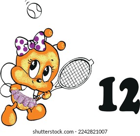 Skating vector drawing work that says 12 is designed for t-shirts on a white background.eps