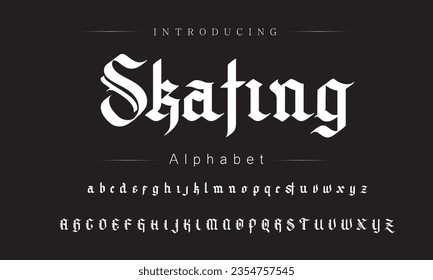 Skating Vintage Brush Script Modern Font. Retro Typeface. Vector Illustration.