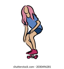 Skating woman clip art vector isolated