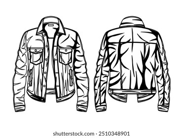 Vector de vista frontal y trasera de la chaqueta Skech