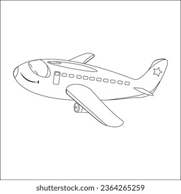 Skecth of airplane cartoon style isolated on white background. suitable for kids drawing
