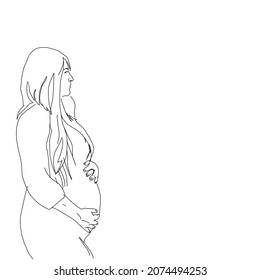 Skecth drawing old pregnant belly woman . Suitable for child birth illustration background vector articles