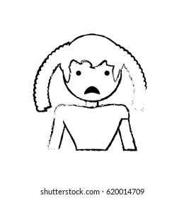 skecth girl daughter sad face