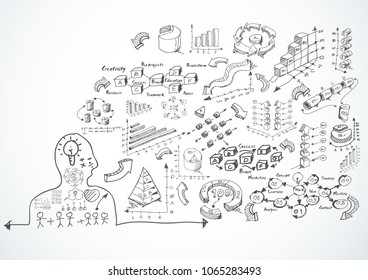 Skecth Human Headplan Business Graph Modern Stock Vector (Royalty Free