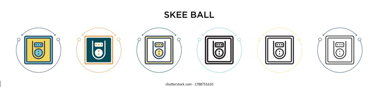 Skee Ball Icon In Filled, Thin Line, Outline And Stroke Style. Vector Illustration Of Two Colored And Black Skee Ball Vector Icons Designs Can Be Used For Mobile, Ui, Web