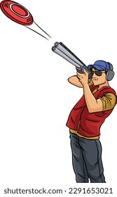 Skeet Shooting Cartoon Colored Clipart 