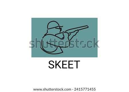 skeet sport vector line icon. an athlete posing for a shot. sport pictogram, vector illustration.