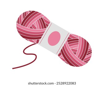 Skein, bola de fios de tricô rosa, fio. Ilustração vetorial sobre fundo branco