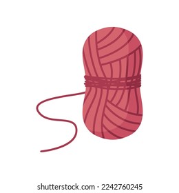 Skein of red cotton yarn cartoon illustration. Cartoon drawing of wool, knitting accessory isolated on white background. Needlework, handicraft, hobby concept