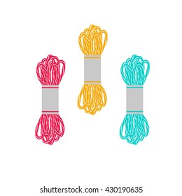 Skein set. Yarn. Vector illustration.