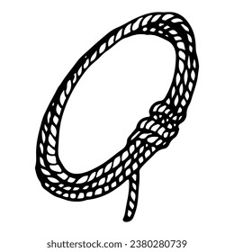 Skein strong rope sketch. Durable cable. Hand drawn illustration.