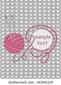 skein of thread for knitting with space for text