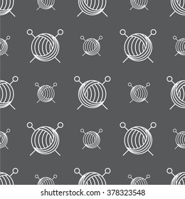 Skein of thread line icon. Seamless pattern background