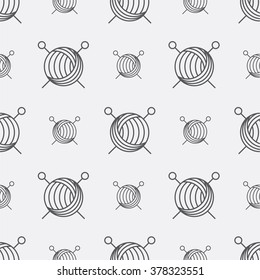 Skein of thread line icon. Seamless pattern background