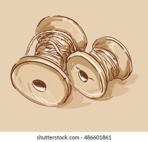 skein of thread vector. sketch thread. sewing illustration.