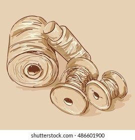 skein of thread vector. sketch thread. sewing illustration.