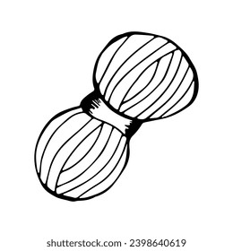 A skein of yarn in doodle style on an isolated white background.Vector illustration.Handmade.