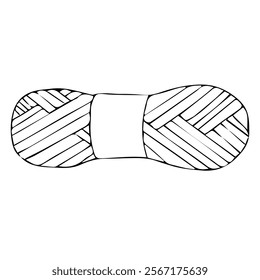 Skein of yarn for hand knitting. Vector illustration in doodle style isolated on white background.