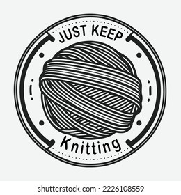 skein of yarn, knitting, black and white icon