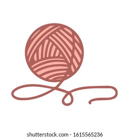 Skein of yarn for knitting. The object is hand-drawn and isolated on a white background. Color vector illustration in doodle style. Woolen threads wound into a ball for knitting and sewing.