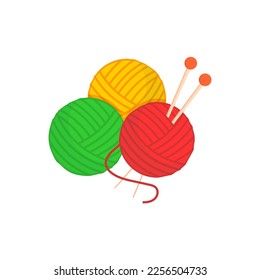 Skeins of wool and knitting needles, vector