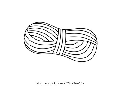 Skeins of Yarn Thread For Knitting. Doodle Stile, Vector Flat Illustration, Isolated.
