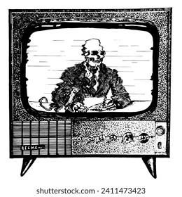 Skeletal Anchorman Glitch Noisy Television