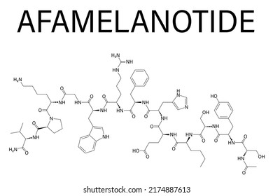 Skeletal formula of Afamelanotide or melanotan-1 photoprotective drug molecule. svg