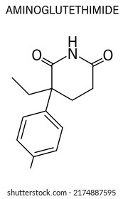 Skeletal formula of Aminoglutethimide anti-steroid drug molecule. Used in treatment of Cushing's syndrome and breast cancer but also by body builders.