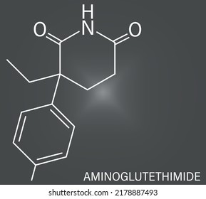 Skeletal formula of Aminoglutethimide anti-steroid drug molecule. Used in treatment of Cushing's syndrome and breast cancer but also by body builders.